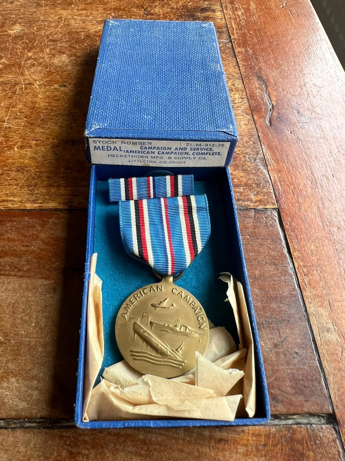 WO2 Amerikaans American Campaign medal in doosje medaille, Verzamelen, Militaria | Tweede Wereldoorlog, Amerika, Verzenden, Lintje, Medaille of Wings