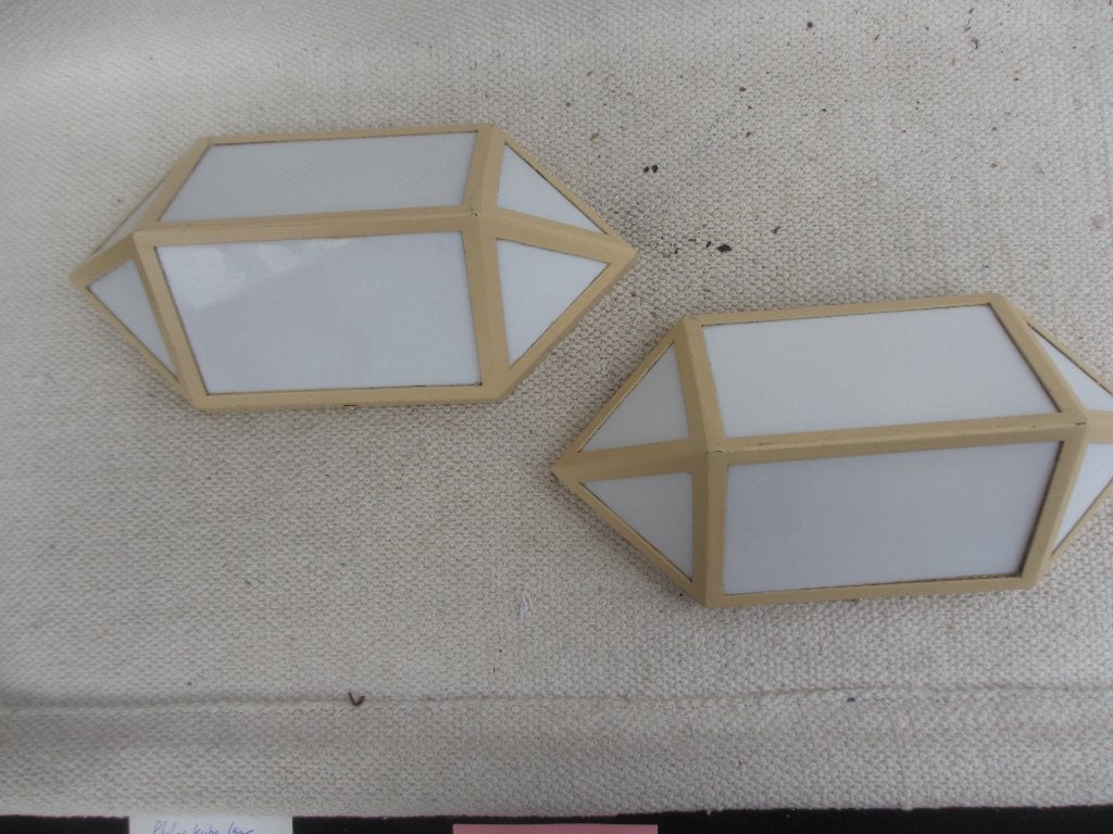 Vintage SET [2x] wandlampen Wilhelm Vest, 1970s, Ophalen of Verzenden, Gebruikt, Glas