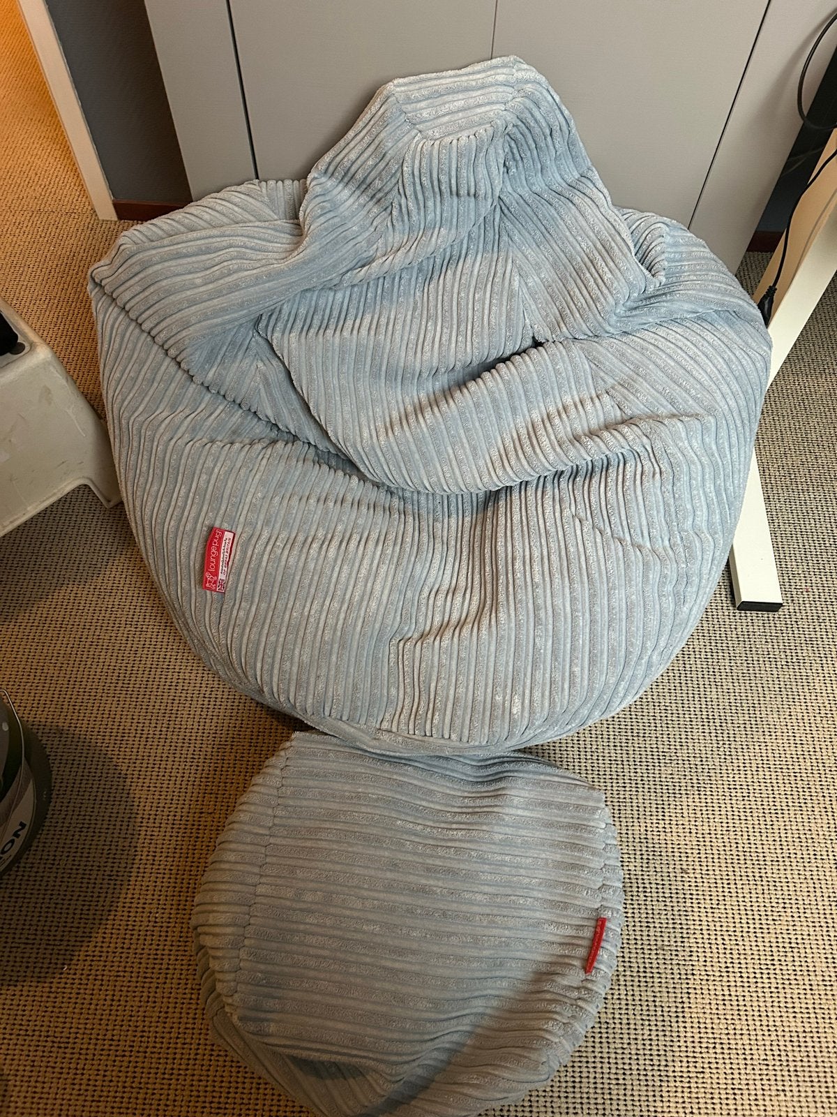 Lounche Pug - Zitzak - Bean Bag - Poef - Corduroy Baby Blauw, Ophalen of Verzenden, Zo goed als nieuw, Blauw, Zitzak