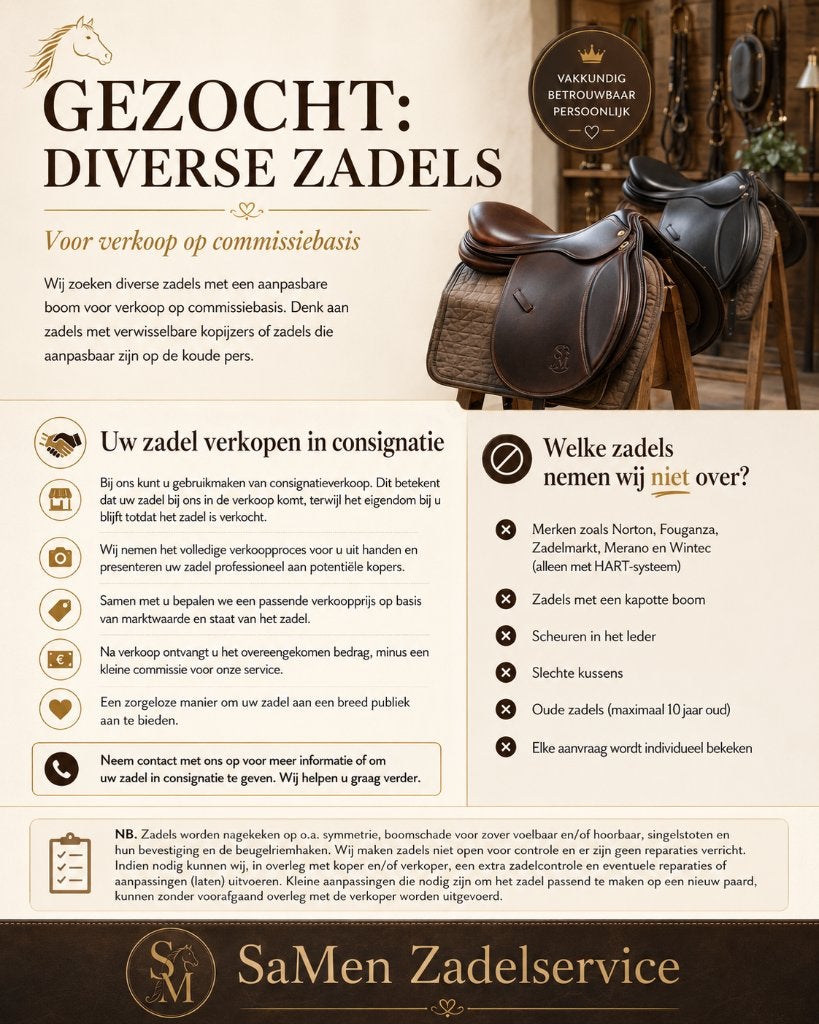 Wil je de verkoop van jouw zadel liever uit handen geven?, Ophalen, Dressuur, SaMen zadelservice, Zo goed als nieuw