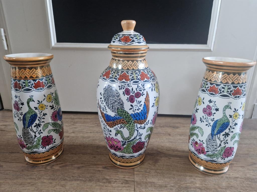 1905 Pareltjes complete set  3 mooie vazen uit 1905!, Antiek en Kunst, Antiek | Vazen, Ophalen of Verzenden