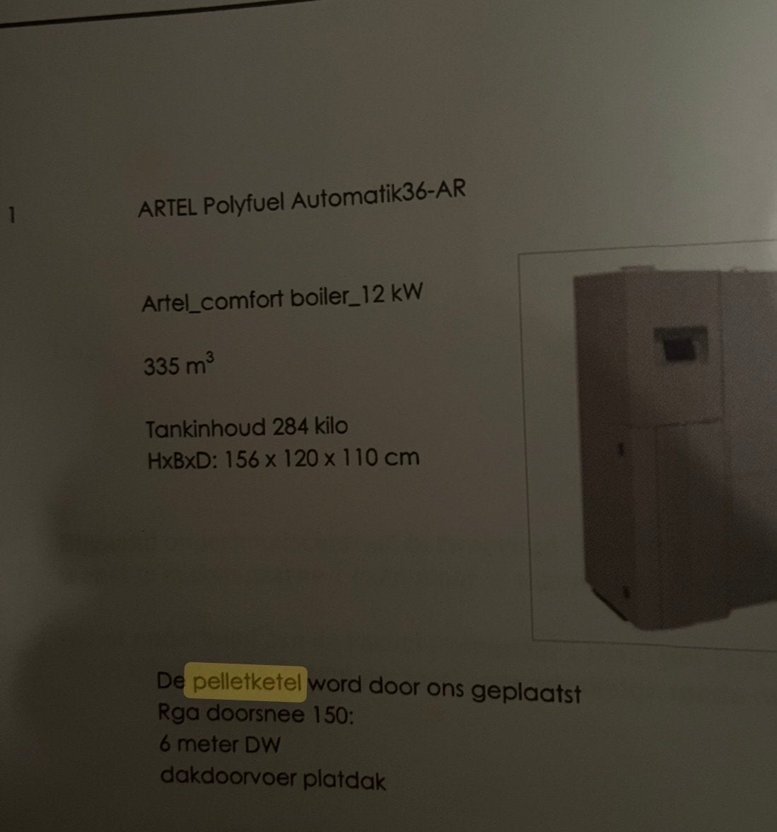 Artel Compact Pellet CV Ketel 24 kW met 250L Buffervat, Ophalen, Gebruikt, Cv-ketel of Combi-ketel