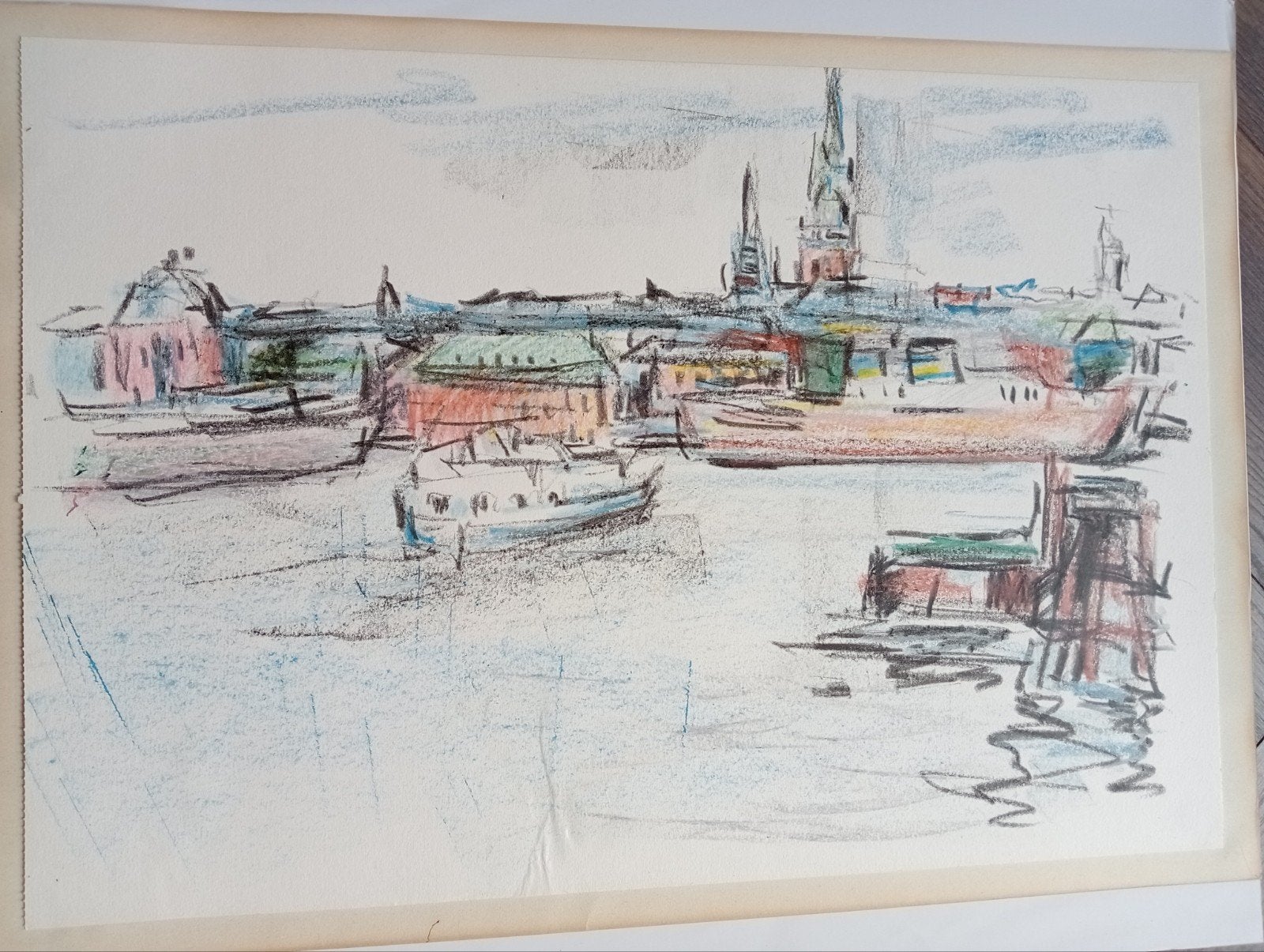 Pastelkrijt tekening Stockholm 1984 Harry van ter Toolen, Ophalen of Verzenden
