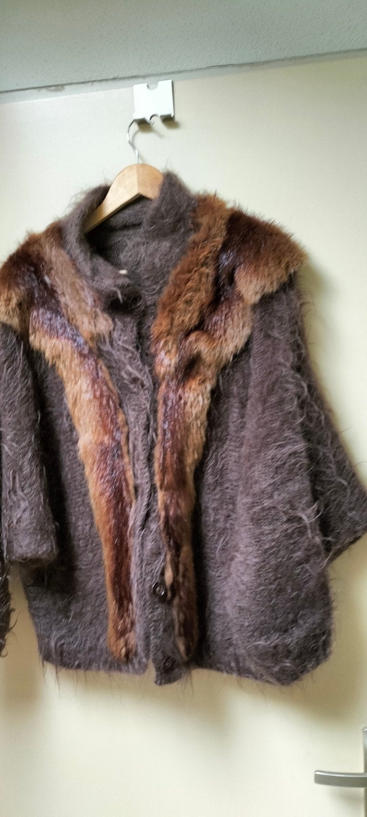 Vintage bontjasje met mohair - Maat 42-44 M, Kleding | Dames, Bruin, Maat 42/44 (L), Ophalen of Verzenden, Onbekend