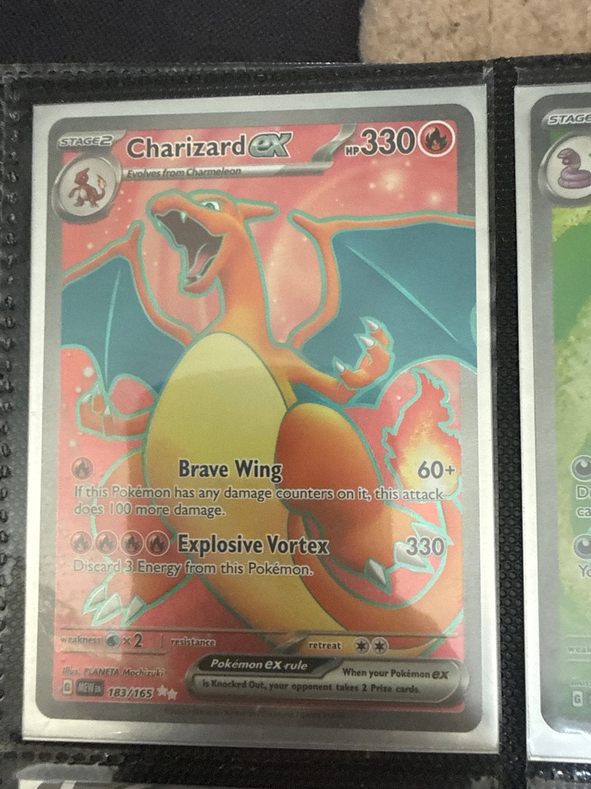 Charizard EX Pokémon Kaart 183/165 (Obsidian Flames), Ophalen of Verzenden, Zo goed als nieuw, Losse kaart, Foil