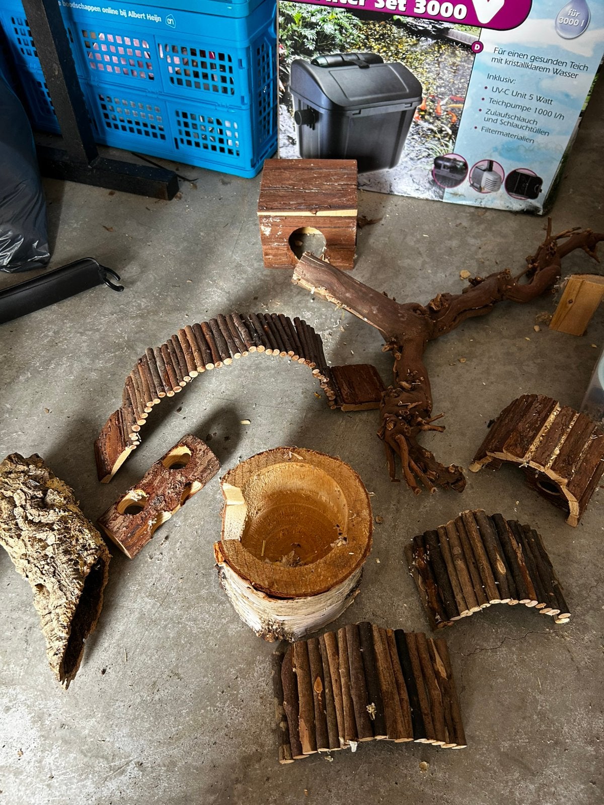 Hamsterhok van glas met veel toebehoren, Ophalen, Gebruikt