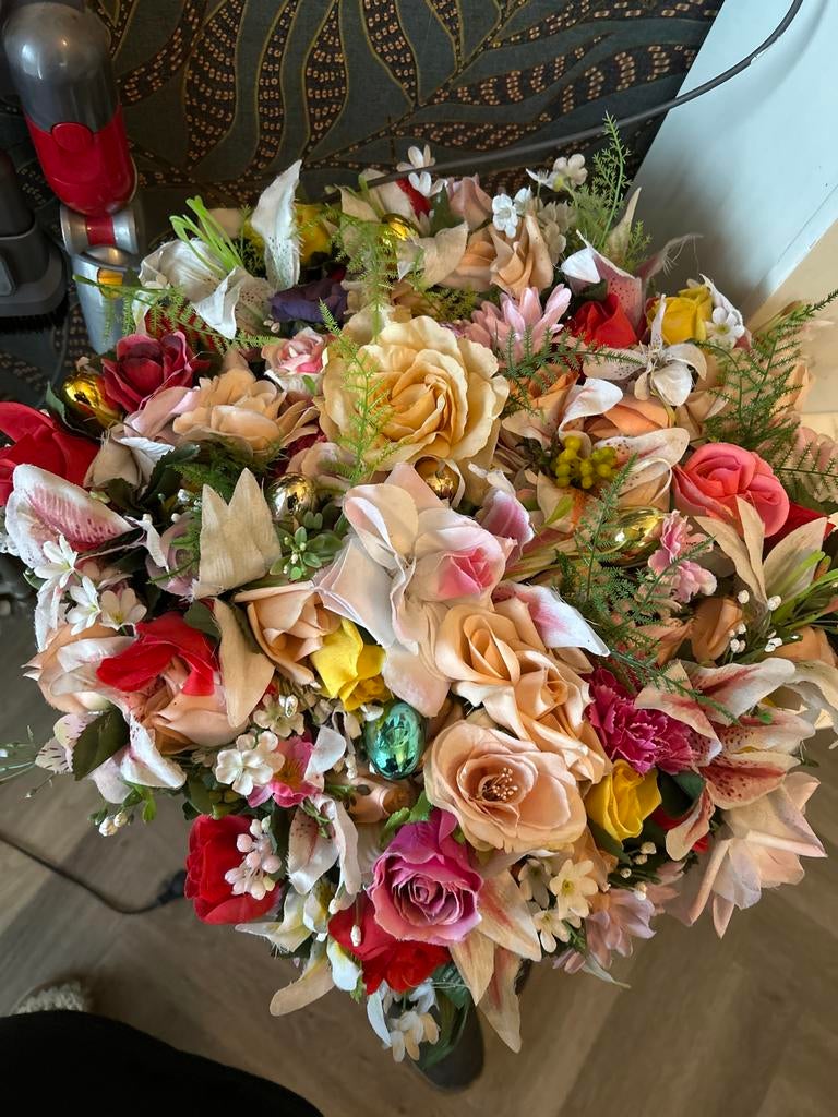 Kunstbloemen (krans) - Prachtig en kleurrijk!, Ophalen of Verzenden, Zo goed als nieuw, Binnen