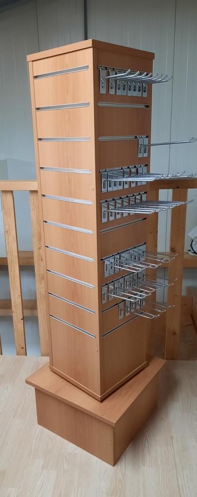 Houten draai display standaard slatwall panelen toren zuil, Ophalen of Verzenden