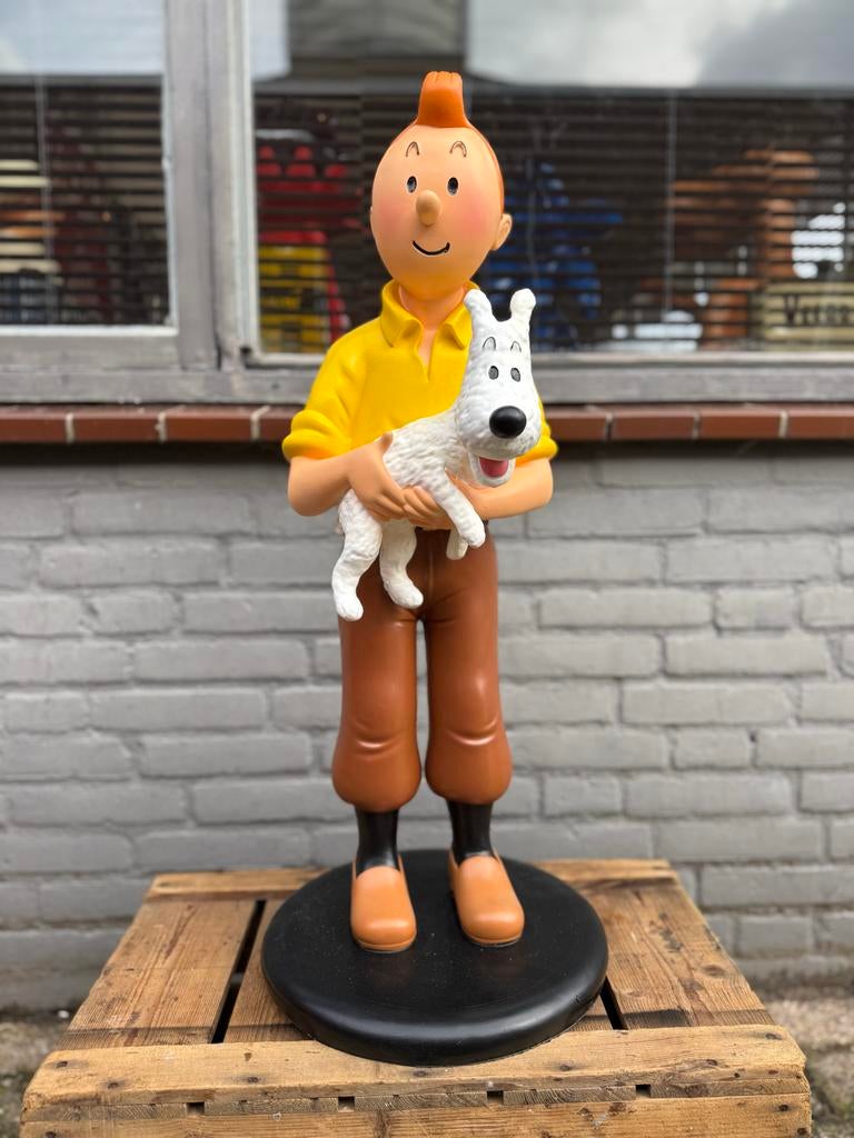 Groot Kuifje beeld met Bobby, Verzamelen, Beelden en Beeldjes, Ophalen, Zo goed als nieuw, Mens