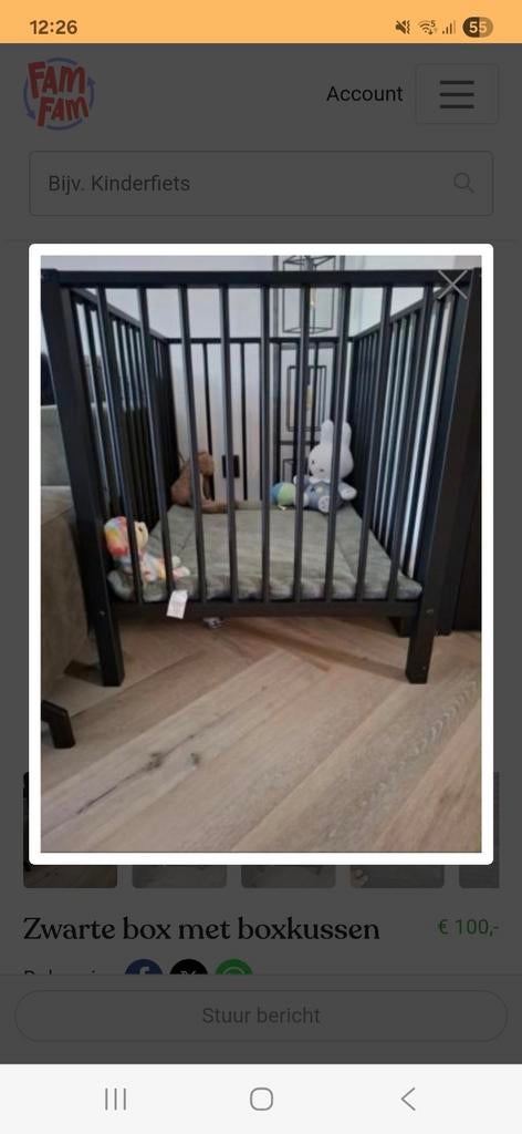 Mat zwarte kinderbox zo goed als nieuw, Kinderen en Baby's, Boxen, Ophalen