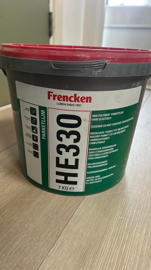 Parketlijm (~6,8 kg) Frencken HE330, Ophalen, Zo goed als nieuw, Wit