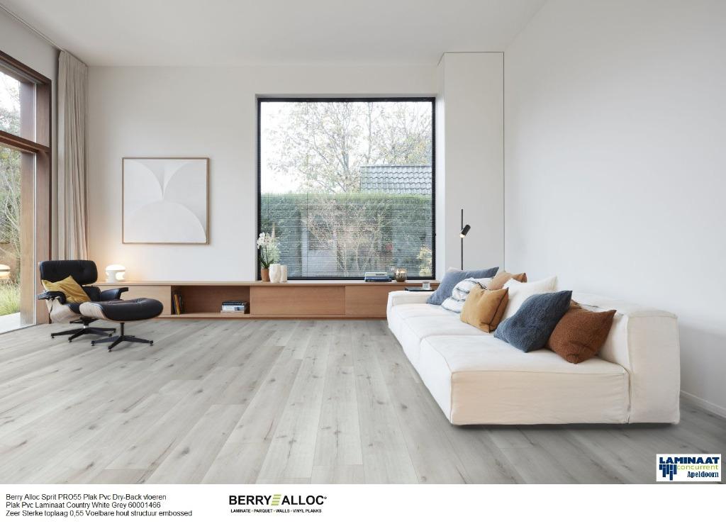 Plak Pvc Country Oak met egaliseren + Verliimen €39,95p/m2, Plak Pvc vloer Dry-Back Country oak wit, 75 m² of meer, Wit, Nieuw