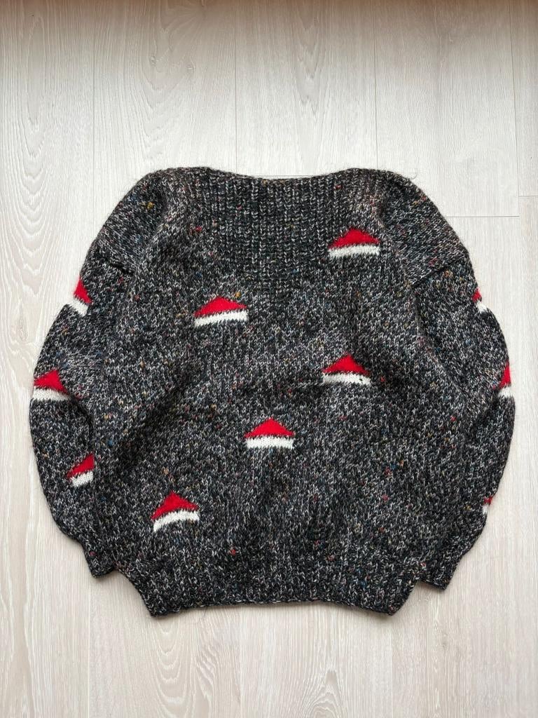 Vintage Kerst Gebreide Trui M, Blauw, ., Vintage, Ophalen of Verzenden