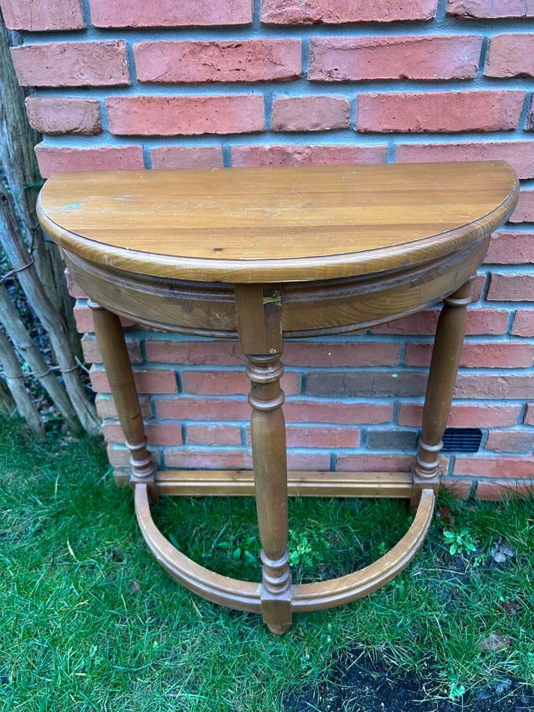 Mooi half rond tafeltje massief hout, Ophalen of Verzenden, Rond, Minder dan 55 cm