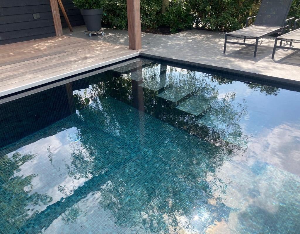 Mozaiek Glas amsterdam azure bleu gold 20mm voorraad, Nieuw, Ophalen of Verzenden, Minder dan 20 cm, Minder dan 5 m²
