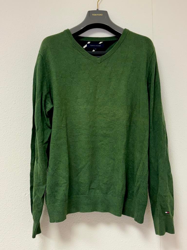 Tommy Hilfiger trui maat M kasmier katoen, Kleding | Heren, Ophalen of Verzenden, Gedragen, Maat 48/50 (M), Groen