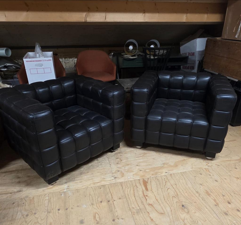 Josef Hoffmann Wittmann Fauteuils - Set van 2, Huis en Inrichting, Fauteuils, Zo goed als nieuw, Leer, 75 tot 100 cm, Ophalen of Verzenden