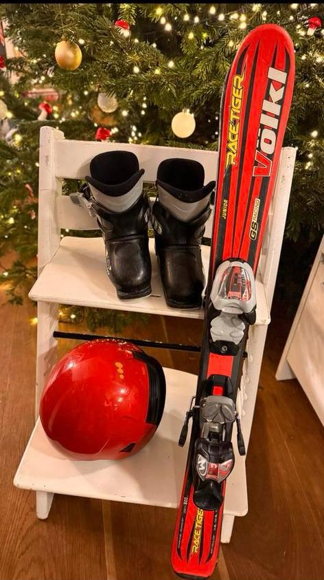 Völkl Racetiger Junior GS Ski Set + Schoenen & Helm, Gebruikt, Carve, Skiën, Minder dan 100 cm