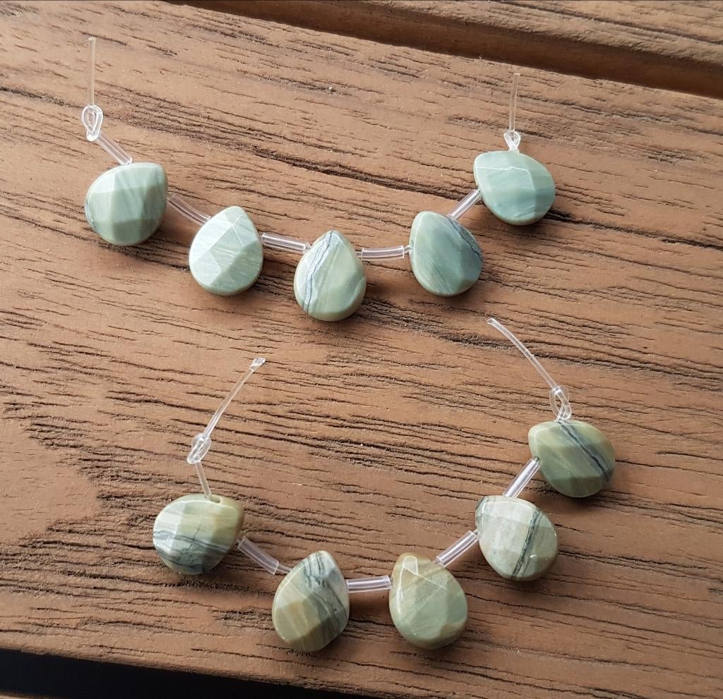DC88 Kralen hangertjes groene jaspus druppel facet, Verzenden, Nieuw, Kraal