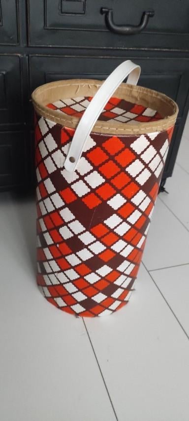 Vintage kartonnen ton bruin oranje wit, Ophalen of Verzenden, Gebruikt