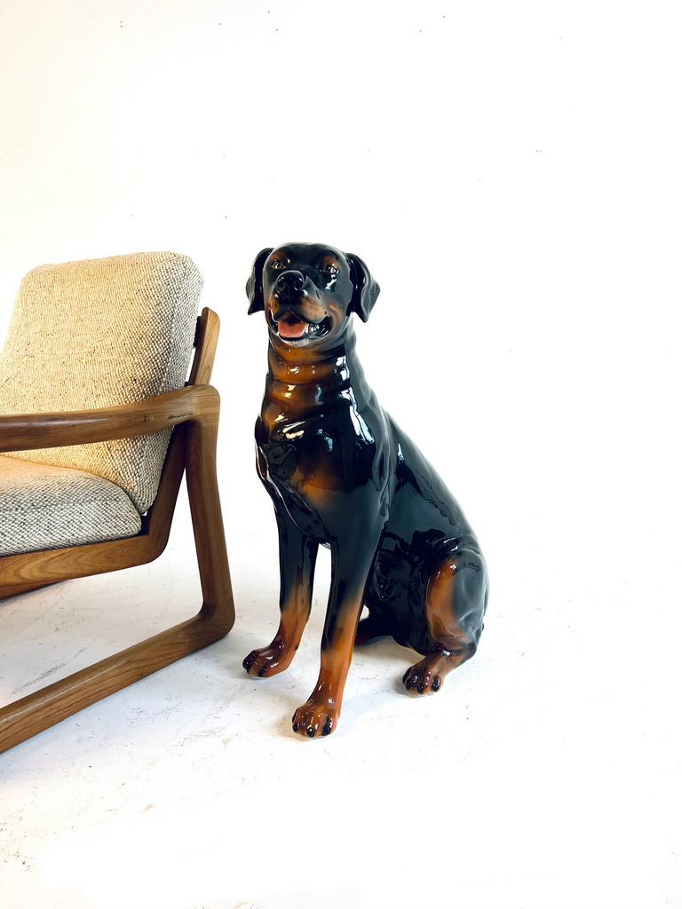 Vintage XL keramieken Rottweiler, Italië ‘60, Ophalen of Verzenden, Zo goed als nieuw, Dier