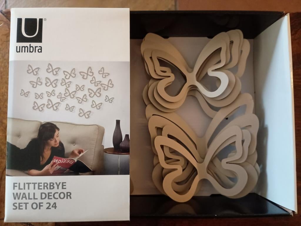 Umbra Vlinder Wanddecoratie Set (24 stuks), Ophalen of Verzenden, Zo goed als nieuw
