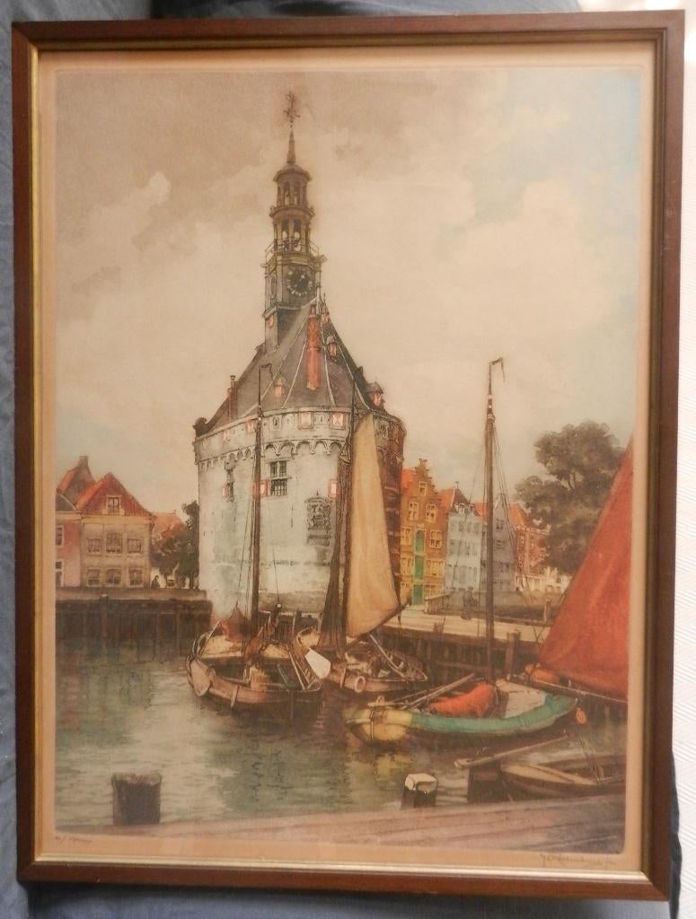 Fraaie kleurenets Hoofdtoren Hoorn HE Roodenburg 1947 49x36, Ophalen of Verzenden