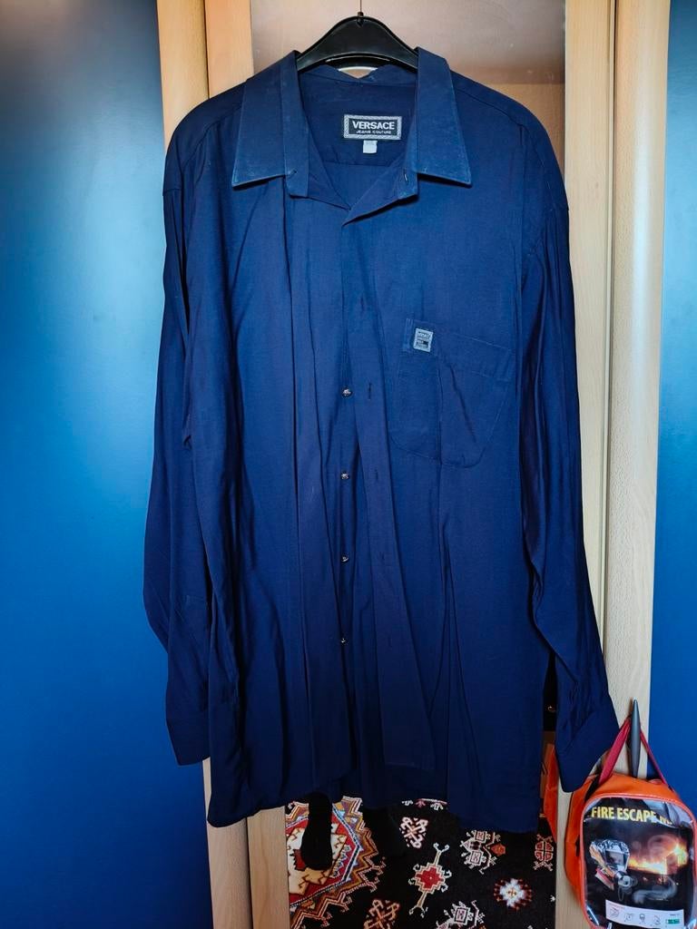 Versace Heren Overhemd, Kleding | Heren, Overhemden, Blauw, Ophalen of Verzenden, Zo goed als nieuw, Overige halswijdtes
