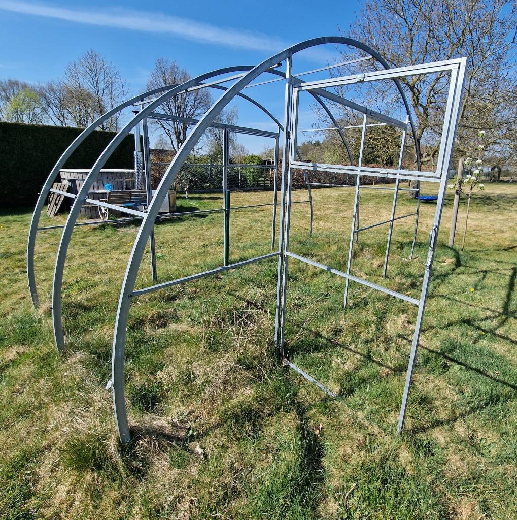 broeikas Polygala 4x4 (16m2) 6mm poly platen tunnelkas, Ophalen, Polycarbonaat, Zo goed als nieuw, Staal