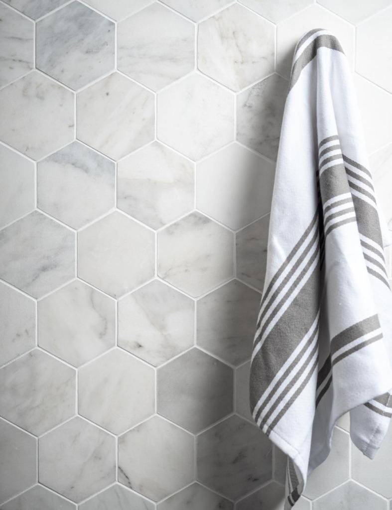 Mosaic Marmer Hexagon Bianco Carrara 150mm, Doe-het-zelf en Verbouw, Tegels, Verzenden, Wandtegels, Nieuw, 20 tot 40 cm