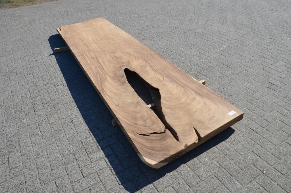 Boomstamtafel 400 cm suar -BT986- 4 meter boomstamtafel, Huis en Inrichting, Tafels | Eettafels, Overige materialen, Ophalen of Verzenden