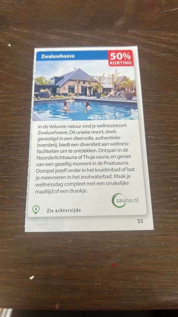50% korting bij zwaluwhoeve, Tickets en Kaartjes, Twee personen, Kortingsbon, Spa of Sauna