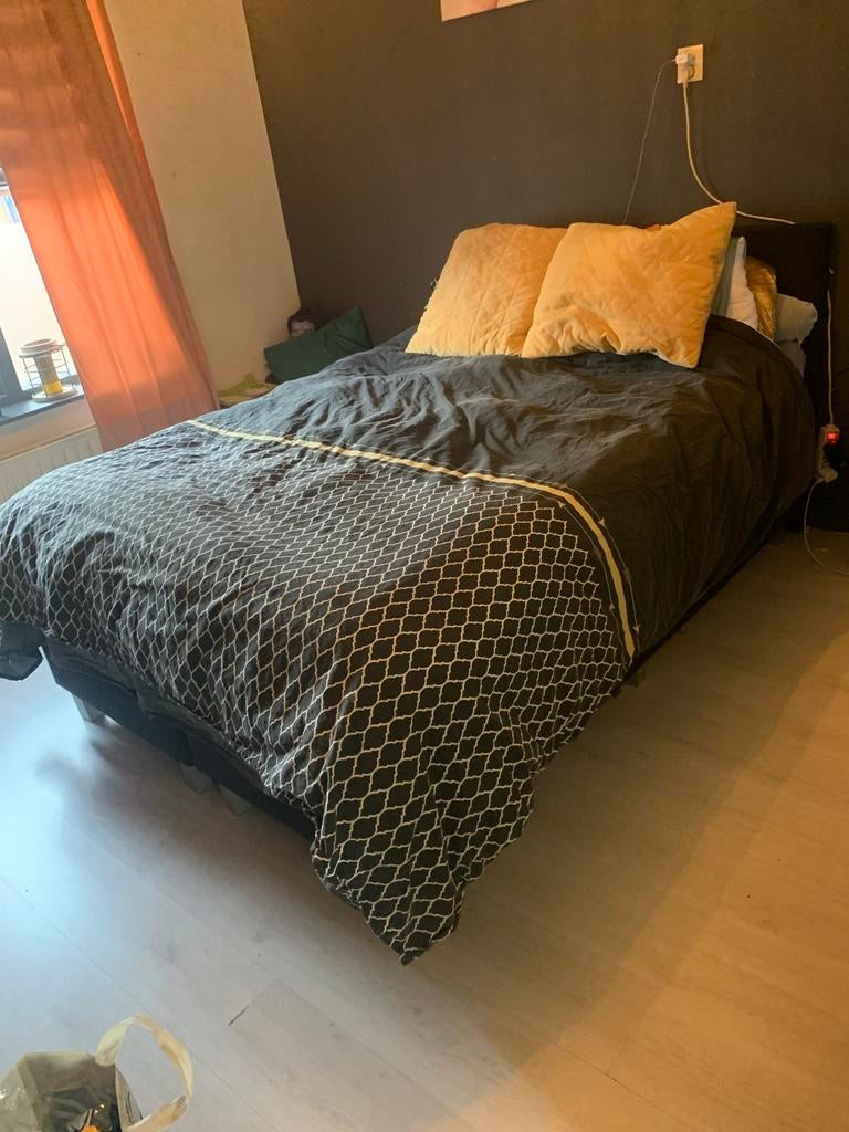 Boxspring 140x200, Huis en Inrichting, Slaapkamer | Boxsprings, Gebruikt, Zwart, Tweepersoons, 200 cm