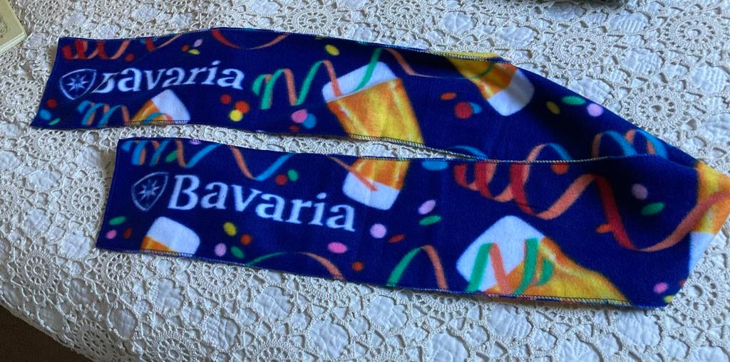 Bavaria Sjaal - Blauw met bierpatroon, Ophalen of Verzenden, Zo goed als nieuw, Bavaria