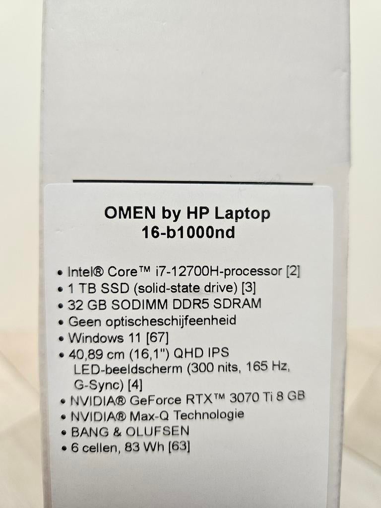Nieuw: Hp Omen 16 i7-12700H 32gb 1tb SSD RTX 3070 Ti, Nieuw, Ophalen of Verzenden, Omenstaat 7, Info@hp.com