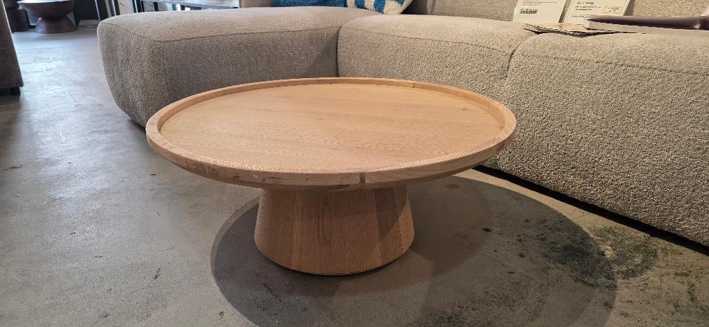 Salontafel Rond Showmodel Hoge Korting!, Huis en Inrichting, Tafels | Salontafels, Ophalen, Eikenhout, 100 tot 150 cm, Bornsestraat 31
