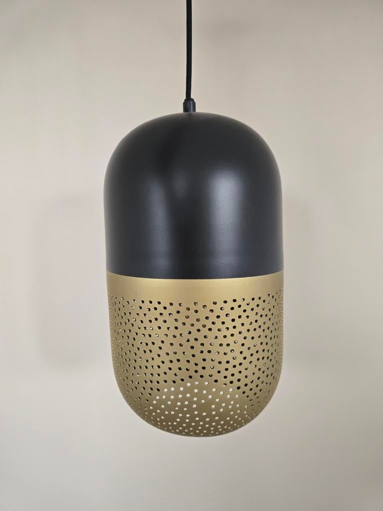 Tirsa Hanglamp 46 cm - Zwart/Messing, Nieuw, Ophalen of Verzenden, Metaal, Modern