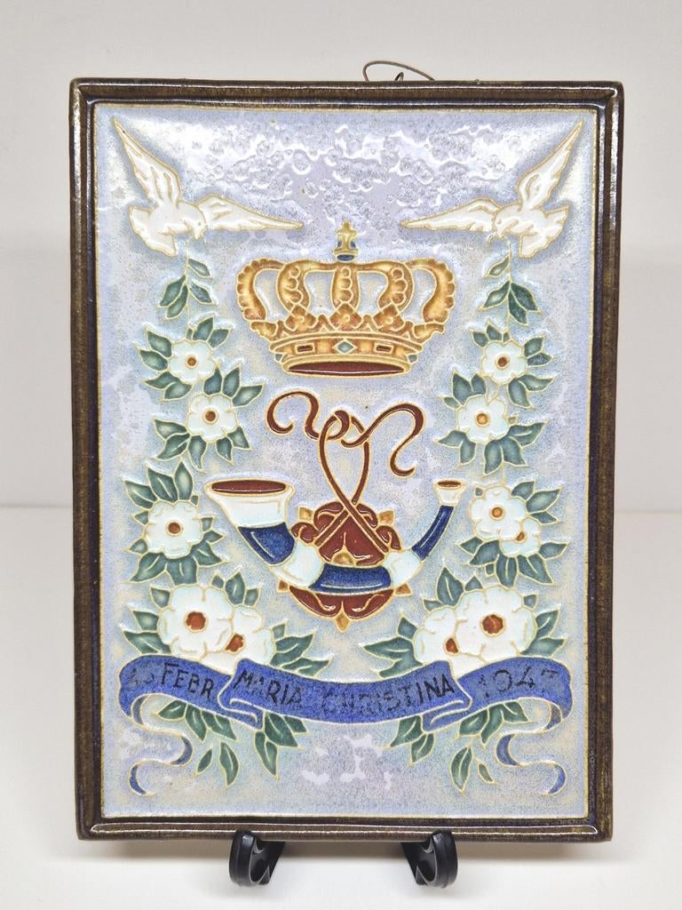 Cloisonné tegel Maria Christina De Porceleyne Fles Delft., Ophalen of Verzenden