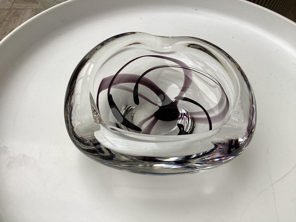 Vintage Asbak helder glas / doorsnee 15cm x hoogte 6cm deco, Ophalen