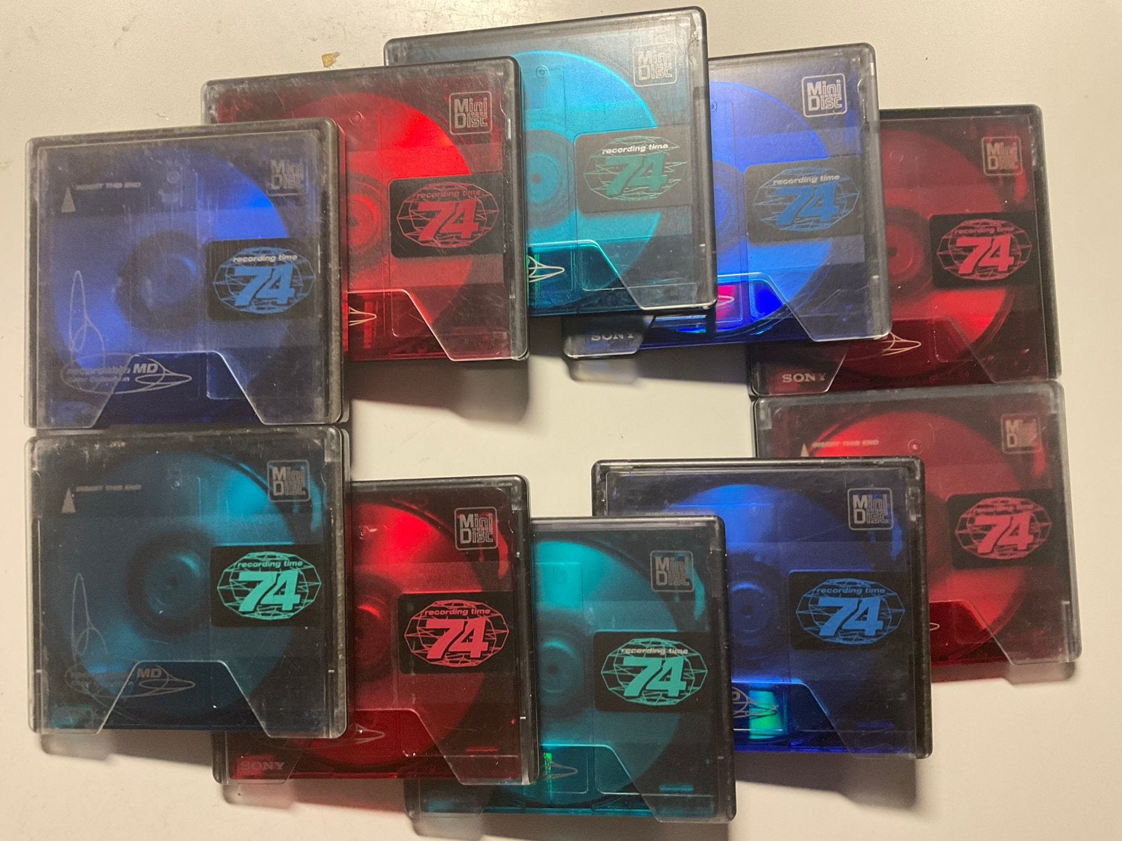 Minidisc’s.   SONY COLOR COLECTION. 10x i.p.st. 74 minuten, Ophalen of Verzenden