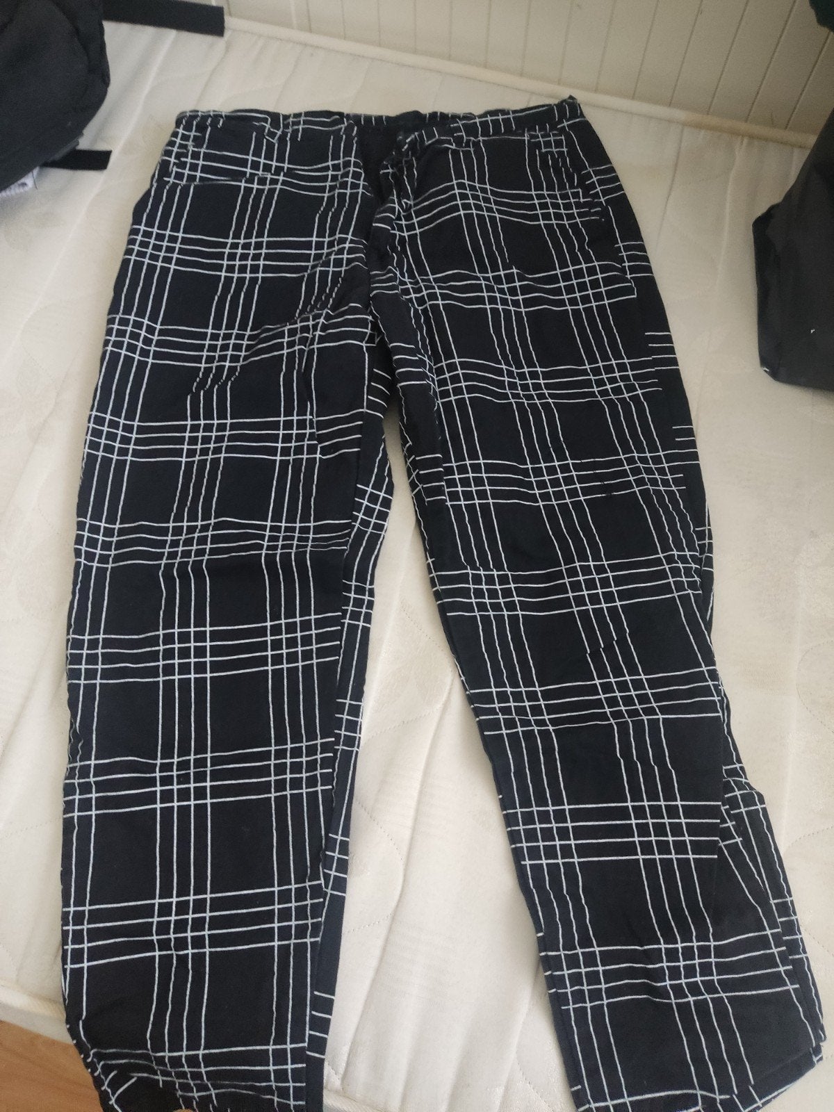 Zwarte geruite broek - Maat S, Kleding | Dames, Ophalen, Zwart, Zo goed als nieuw, Maat 36 (S)