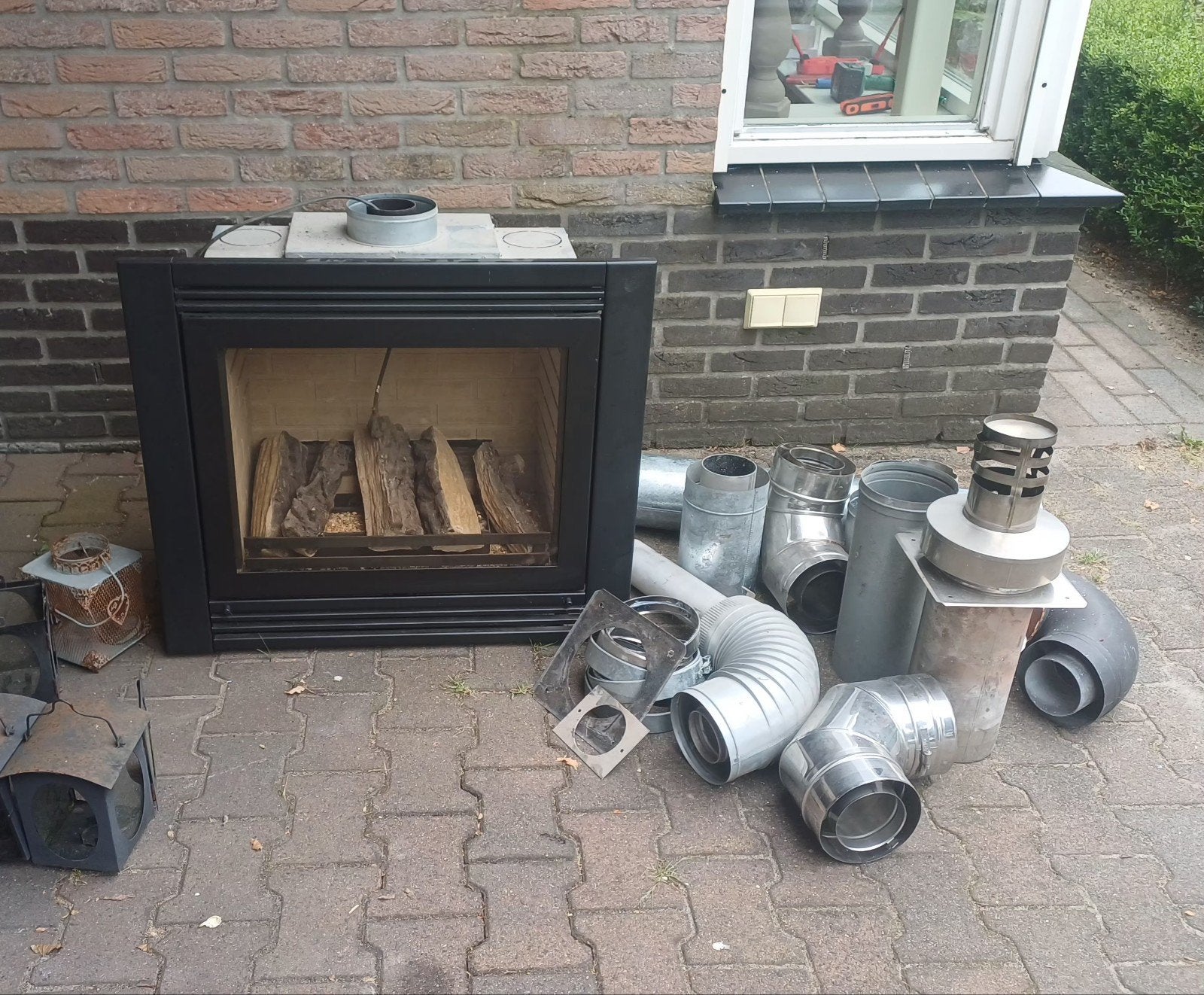 Inbouwhaard met rookkanalen - Gebruikt, Ophalen, Gebruikt, Inbouwhaard, Houthaard