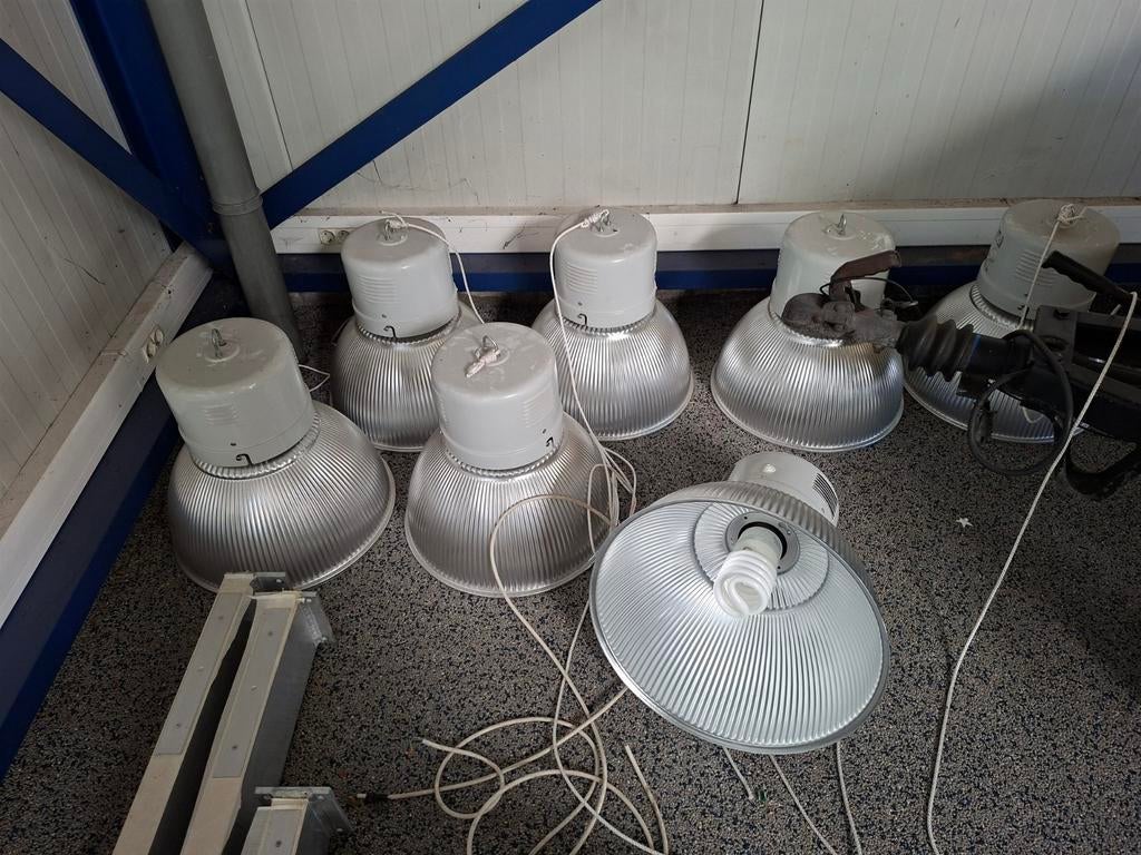 8x lamp oude showroomlampen, Huis en Inrichting, Lampen | Hanglampen, Ophalen, Gebruikt, Minder dan 50 cm