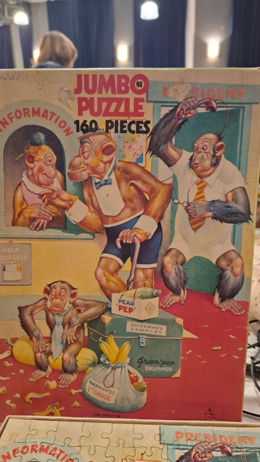 Jumbo Puzzel 160 Stukjes - Vintage Apen Thema, Ophalen of Verzenden, Meer dan 50 stukjes, Gebruikt, 6 jaar of ouder