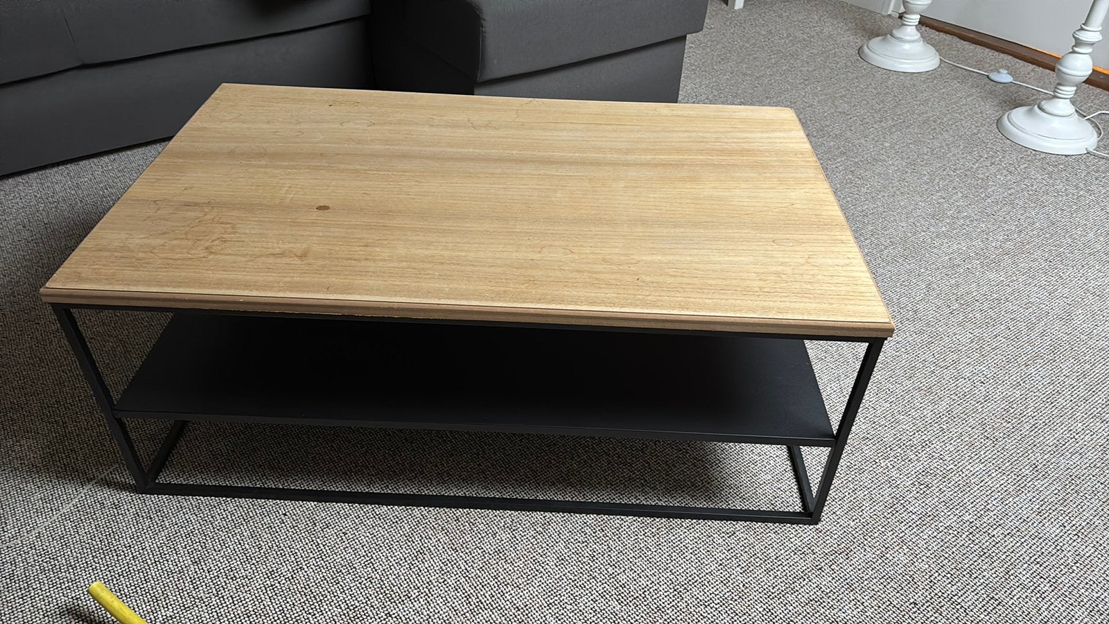 Salontafel hout/ijzer, Ophalen, 100 tot 150 cm, 50 tot 100 cm, Zo goed als nieuw
