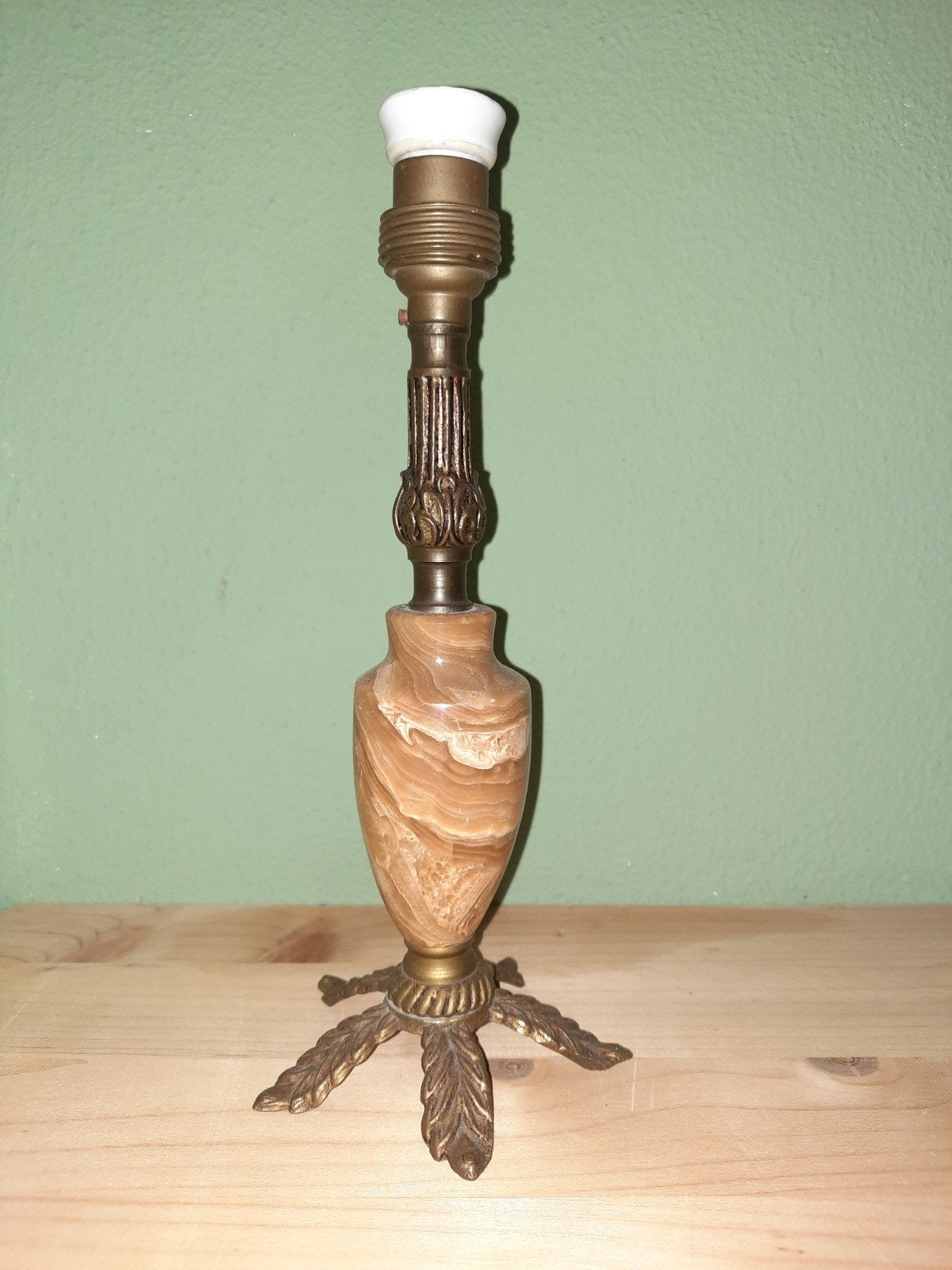 Prachtige lampenvoet met marmer en messing - 22 cm hoog, Ophalen of Verzenden