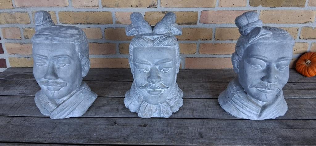 Set van 3 Chinese Terracotta Leger Krijger Hoofden, Verzamelen, Beelden en Beeldjes, Ophalen, Zo goed als nieuw