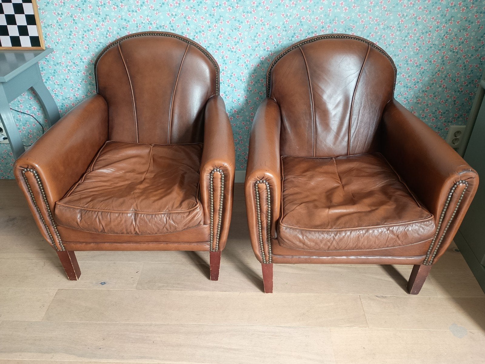Clubfauteuils leer 2 stuks, Ophalen