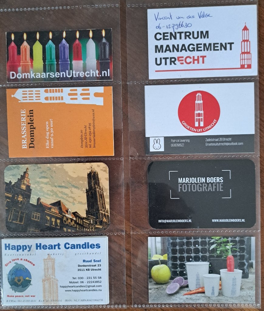 7 visitekaartjes met afb van de Domtoren, Ophalen of Verzenden, 2000 tot heden, Visitekaartje