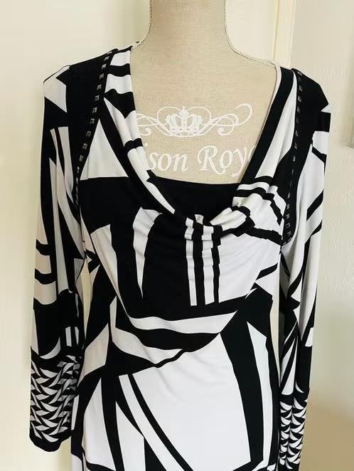 Joseph Ribkoff zwart/witte jurk maat 40[v], Kleding | Dames, Maat 38/40 (M), Zwart, Ophalen of Verzenden, Zo goed als nieuw